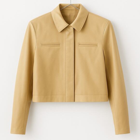 90s Vintage AMANDA SMITH PETITE Tan Collared Jacket - Picture 2 of 9